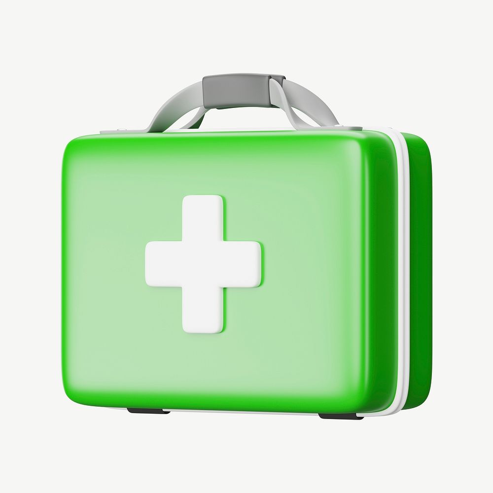 3D medical briefcase, collage element psd