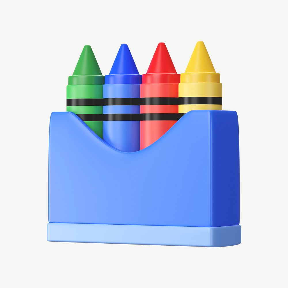 3D crayons, collage element psd