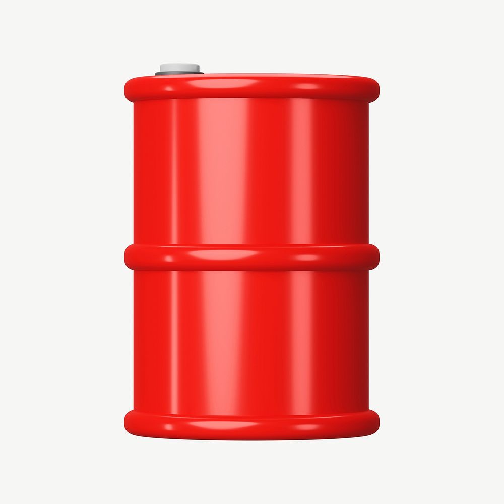 3D red oil barrel, collage element psd