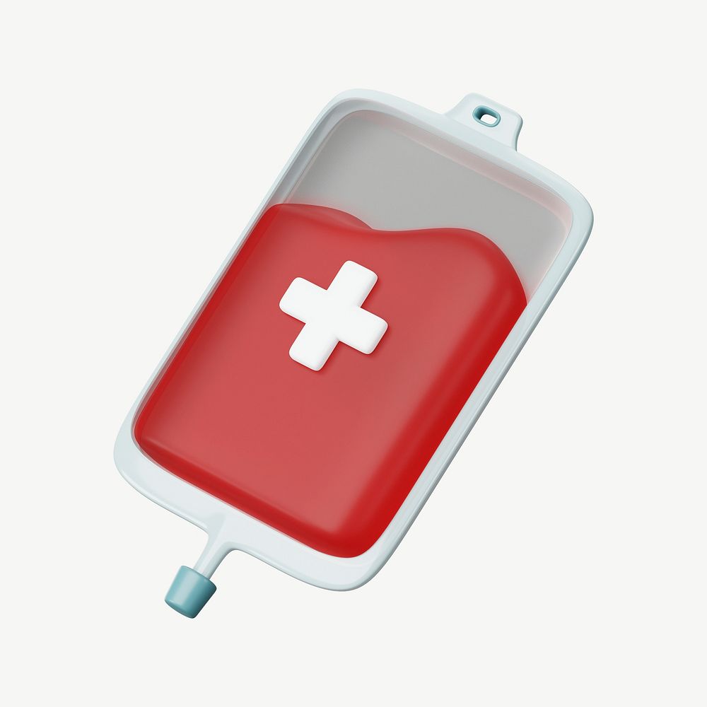 3D blood bag, collage element psd