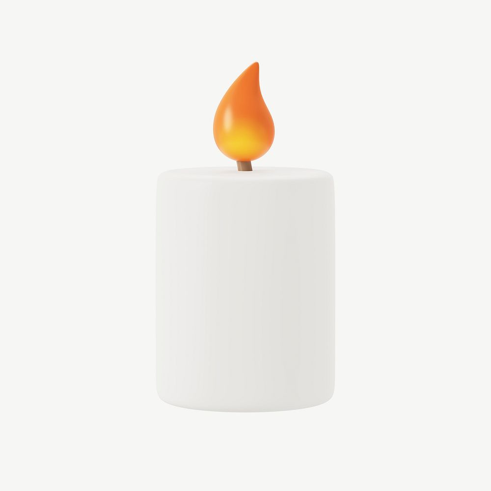 3D lit candle, collage element psd