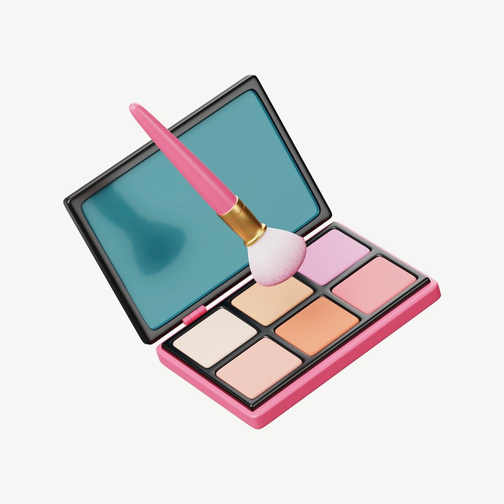 3D blush palette, collage element psd