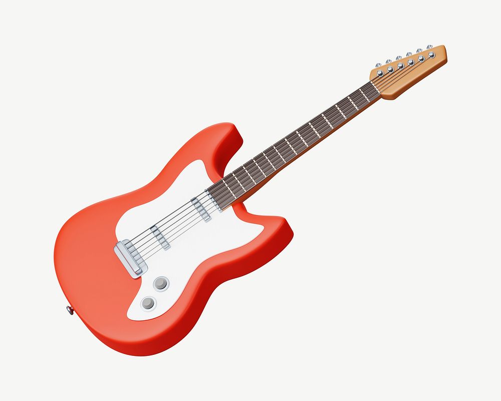3D electric guitar, collage element psd