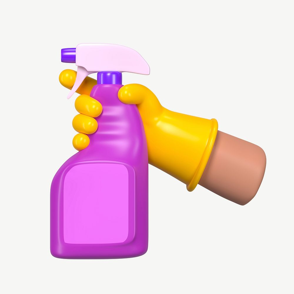 3D cleaning spray, collage element psd