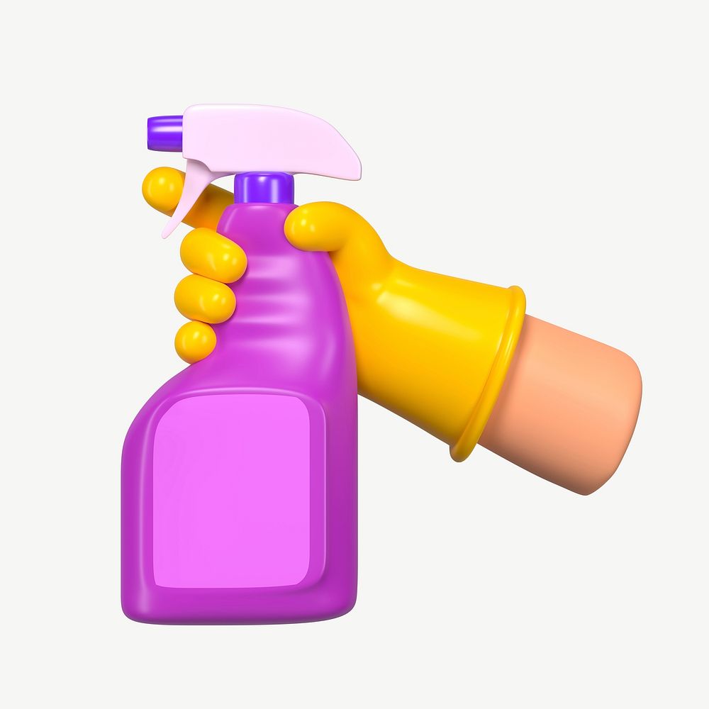 3D cleaning spray, collage element psd