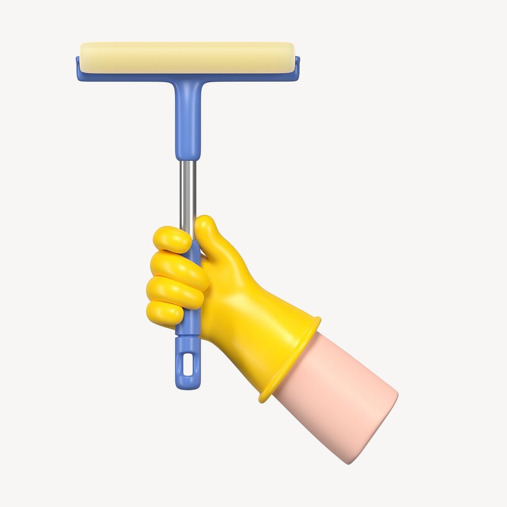 3D hand holding squeegee, element illustration