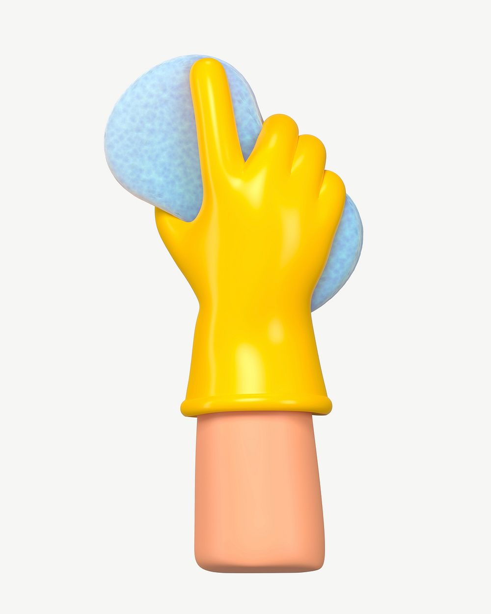 3D hand using cleaning sponge, collage element psd