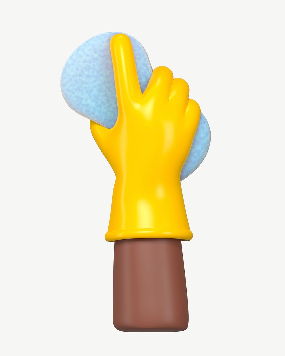 3D hand using cleaning sponge, collage element psd