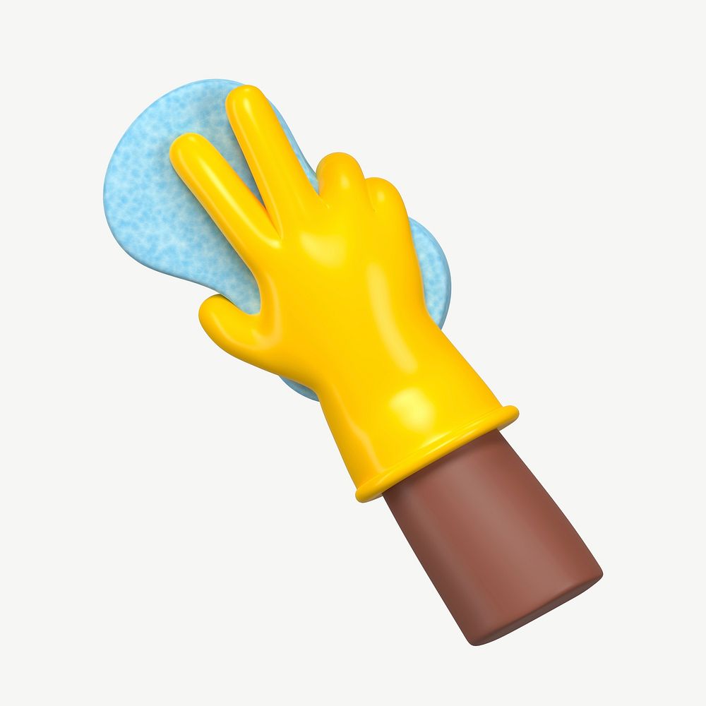 3D hand using cleaning sponge, collage element psd