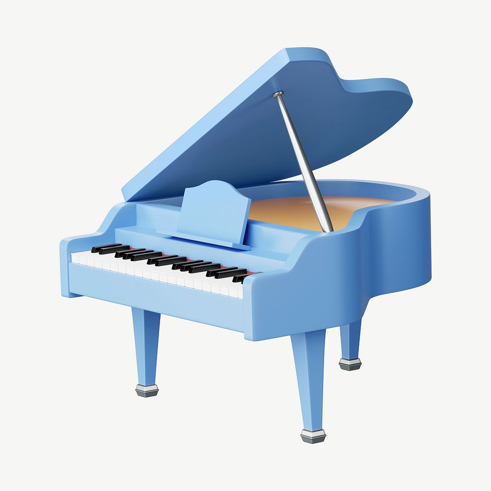 3D grand piano, collage element psd