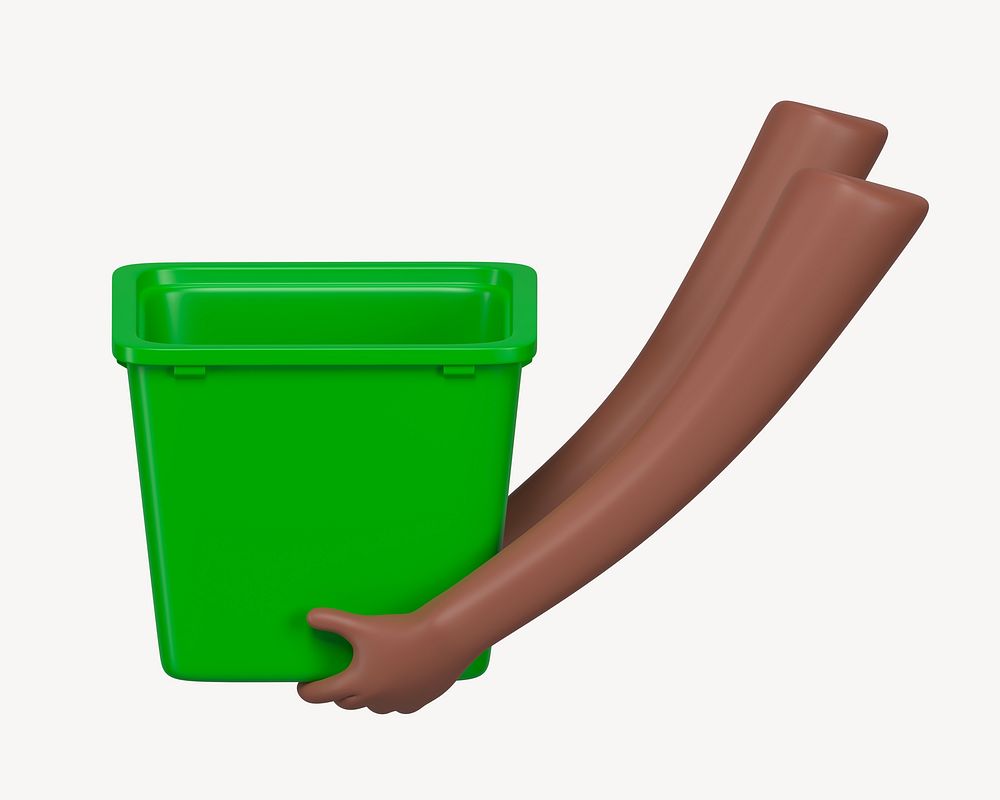 3D hands holding recycling bin, element illustration