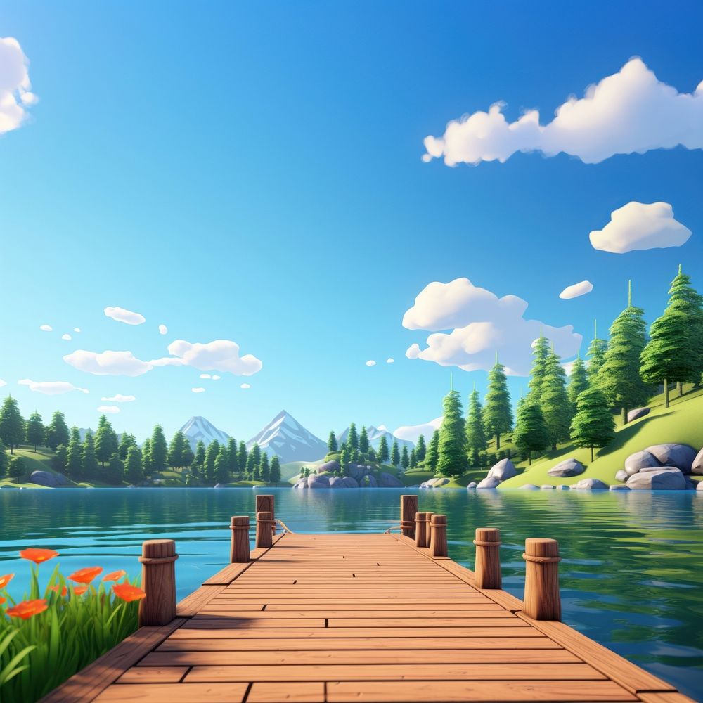 Lake landscape outdoors nature. AI generated Image by rawpixel.