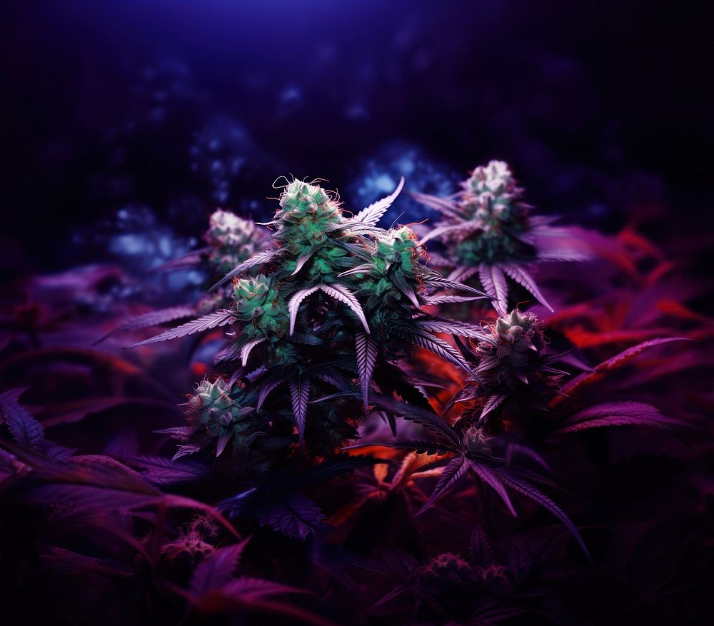 Cannabis narcotic purple plant. 