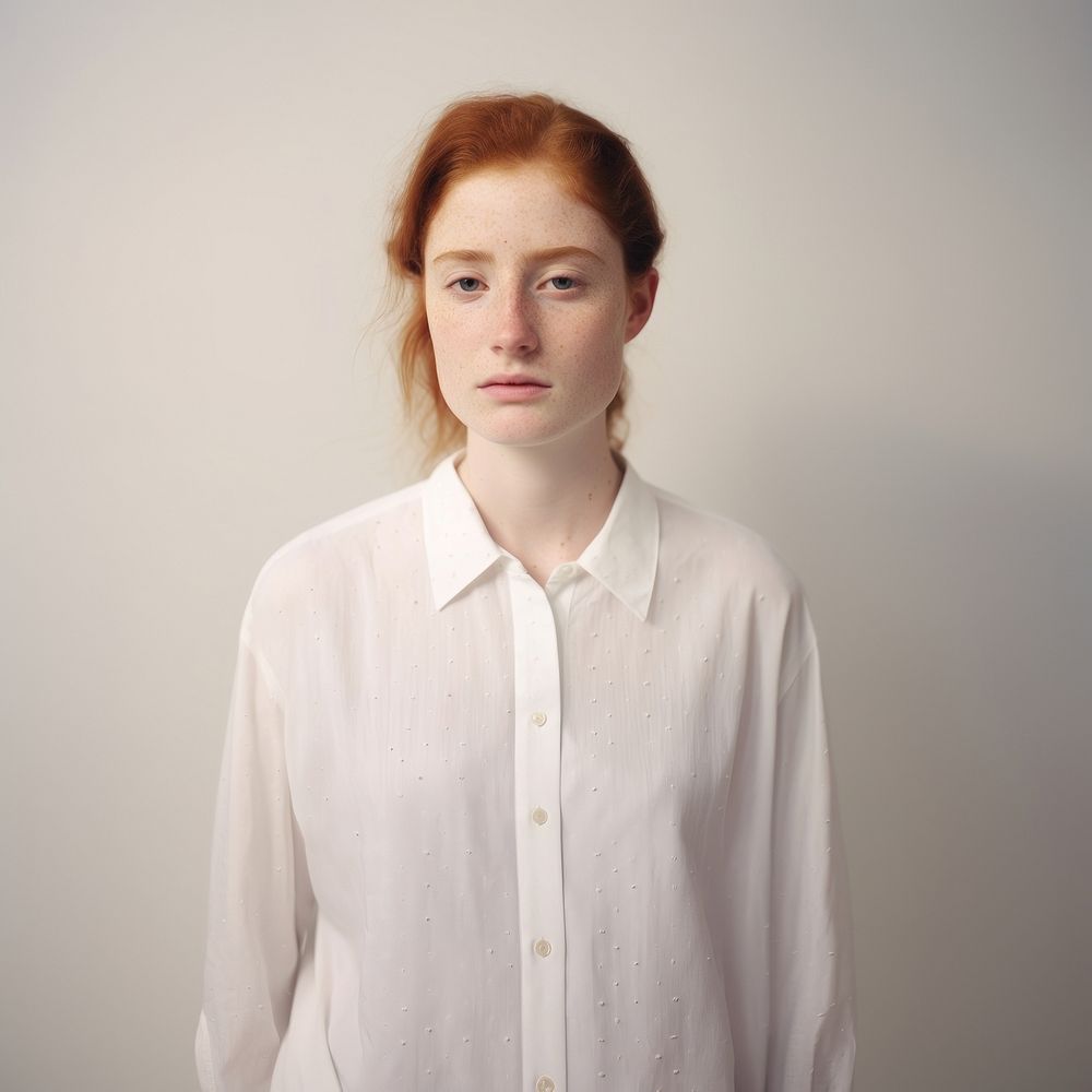 Portrait freckle blouse shirt. AI generated Image by rawpixel.