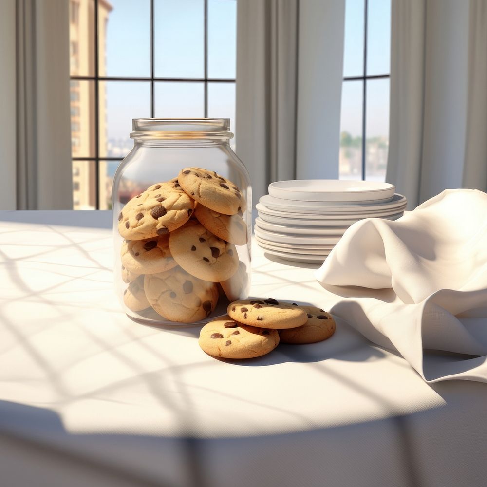 Jar cookie table food. 