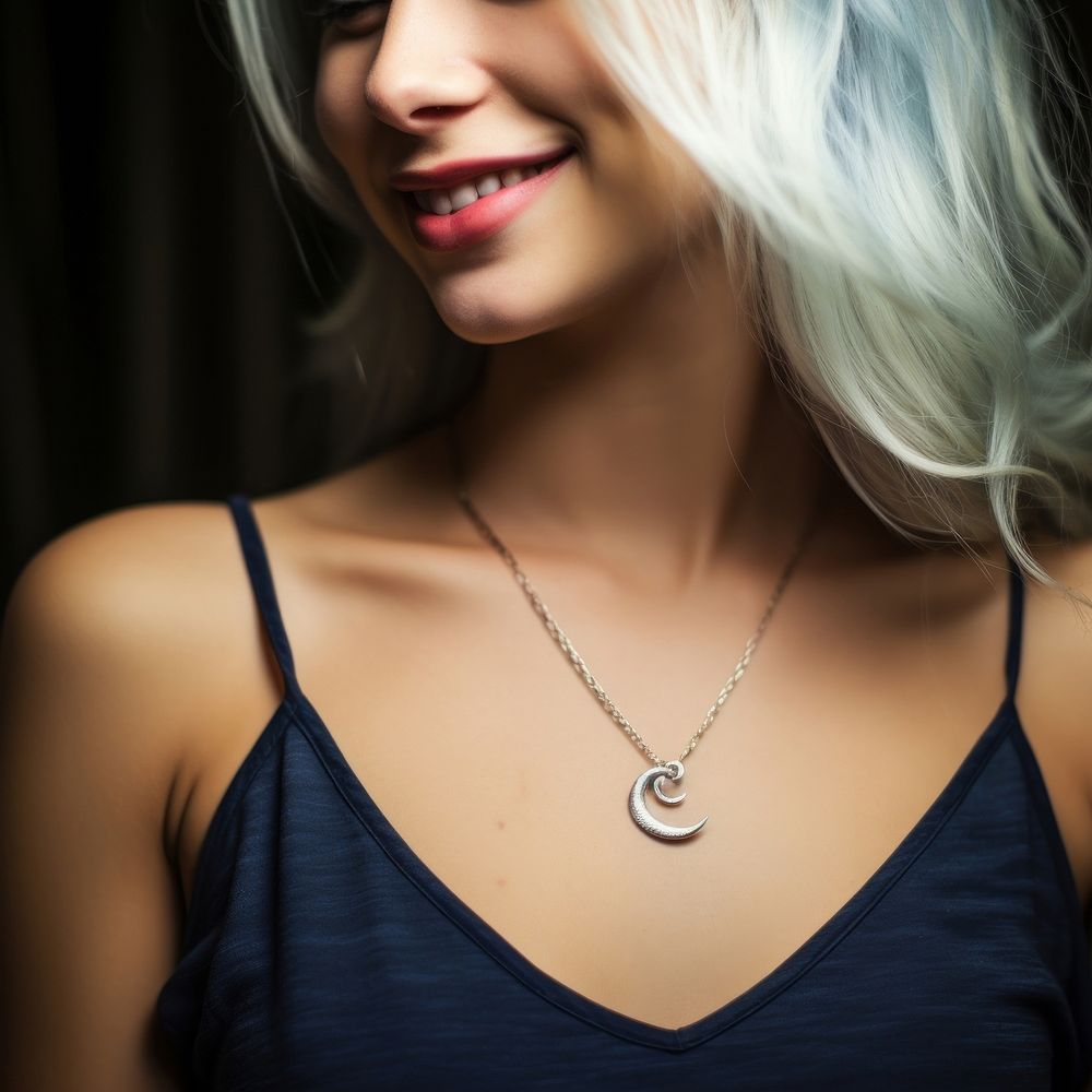 Necklace jewelry pendant moon. AI generated Image by rawpixel.