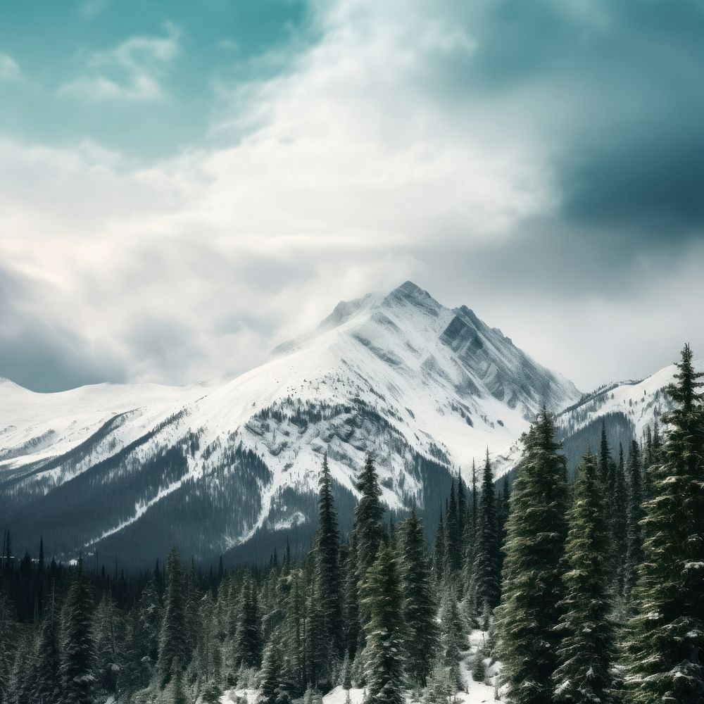 Mountain snow tree landscape. AI generated Image by rawpixel.