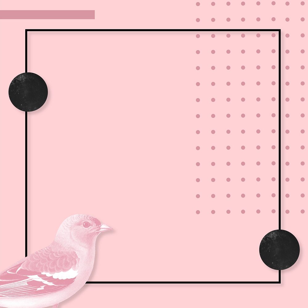 Pink background, vintage bird frame