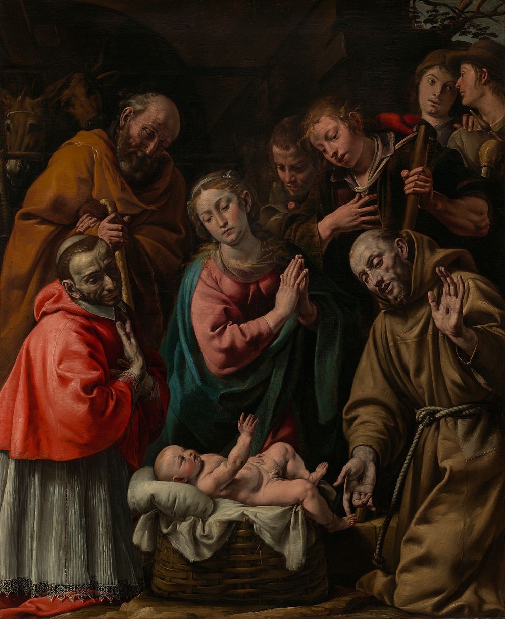 Adoration of the Shepherds with Saints Francis and Saint Carlo Borromeo by Antonio d Enrico called Tanzio da Varallo