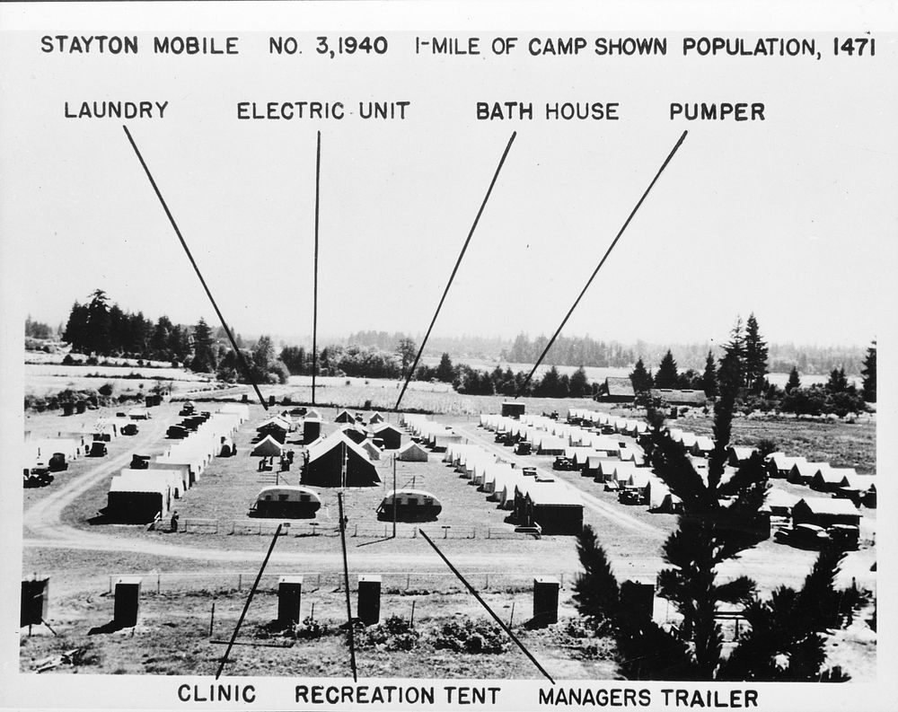 Farm Security Administration camp. Klamath Falls, Oregon.. Sourced from the Library of Congress.