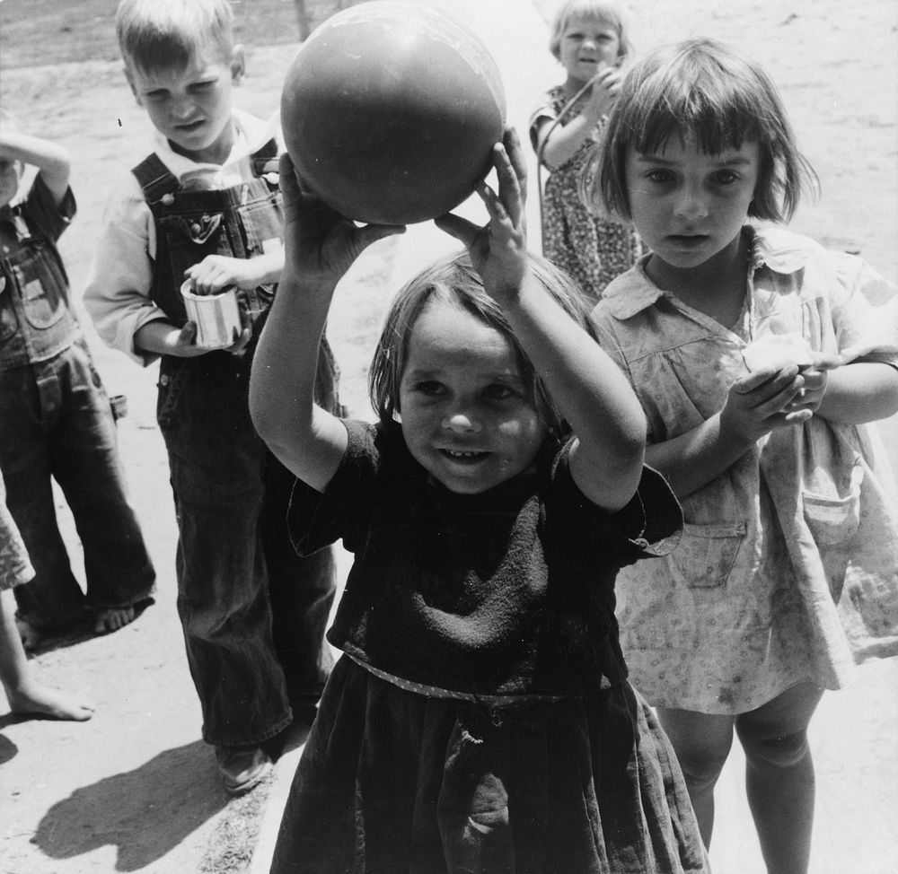 Tulare County. Farm Security Administration (FSA) camp for migrant agricultural workers. Nursery school, showing migrant…