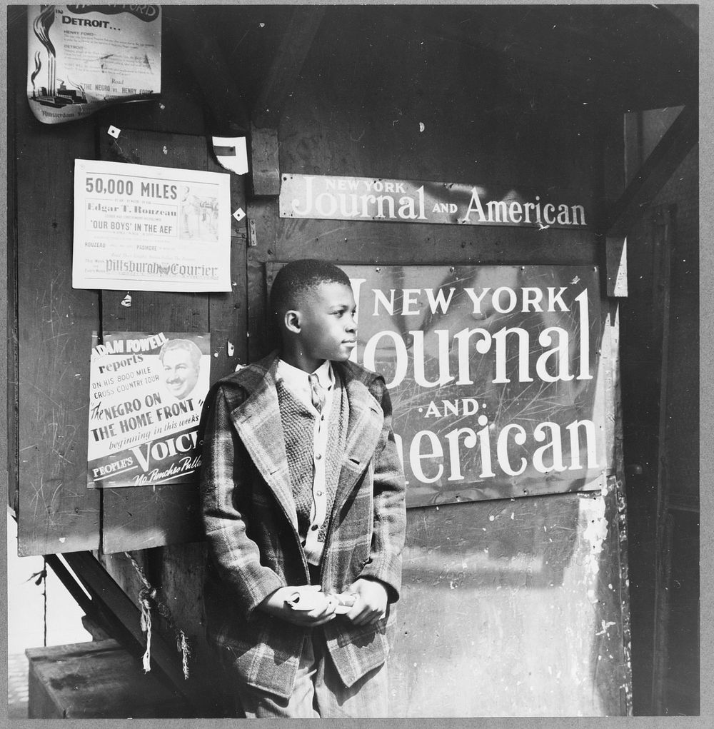 New York, New York. Harlem newsboy. Sourced from the Library of Congress.