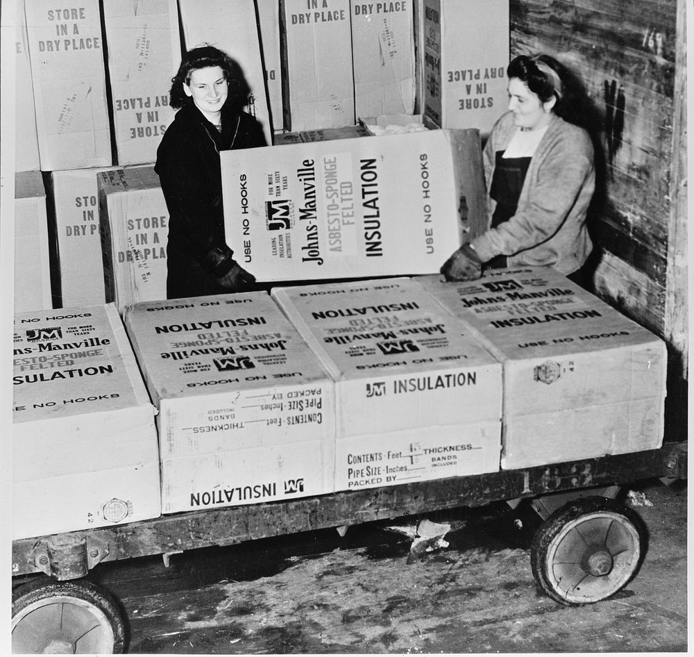 Reading, Pennsylvania. Virginia Fisher, twenty-one, and Edith McDonald, twenty-two, unloading boxes from a freight car.…