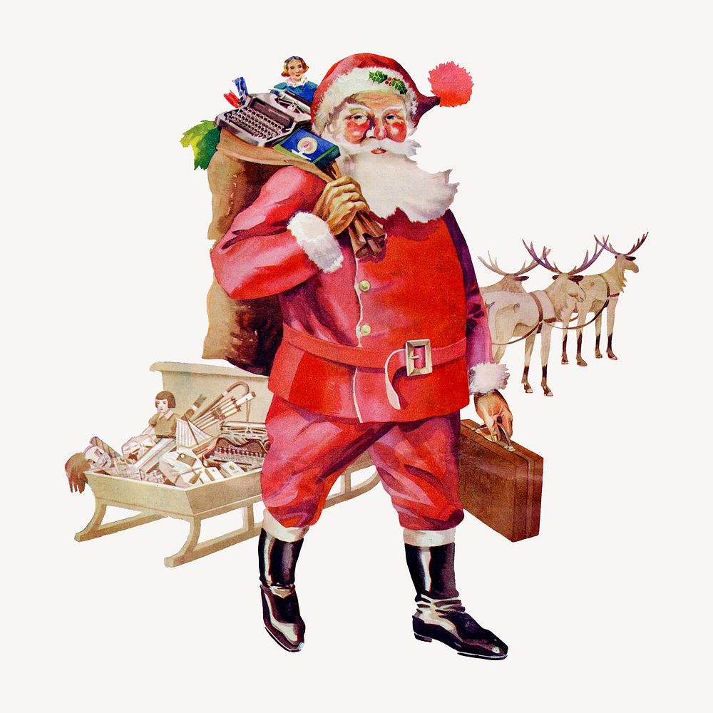 Santa Claus, vintage Christmas illustration. Remixed by rawpixel.