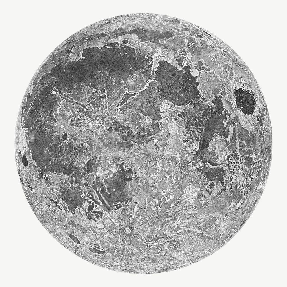Lunar Planisphere, Moon photo by John Russell psd. Remixed by rawpixel.