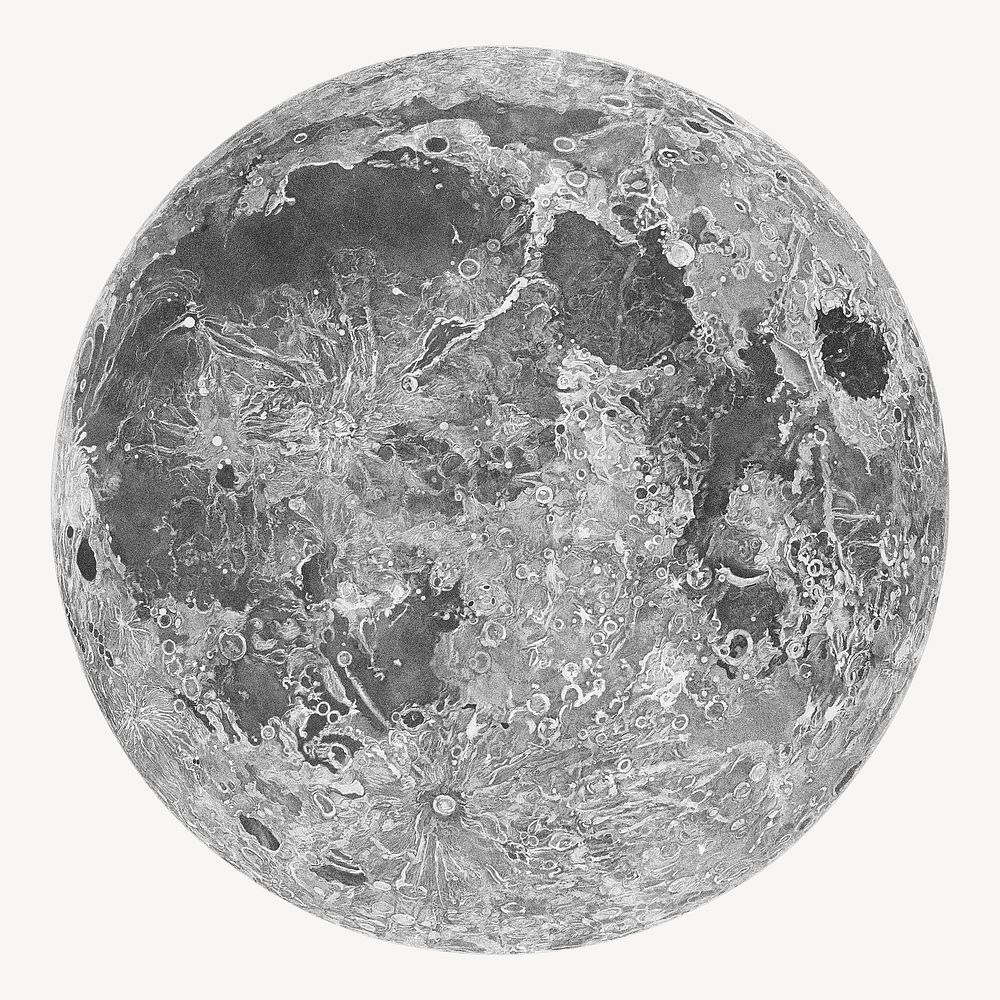 Lunar Planisphere, Moon photo by John Russell. Remixed by rawpixel.