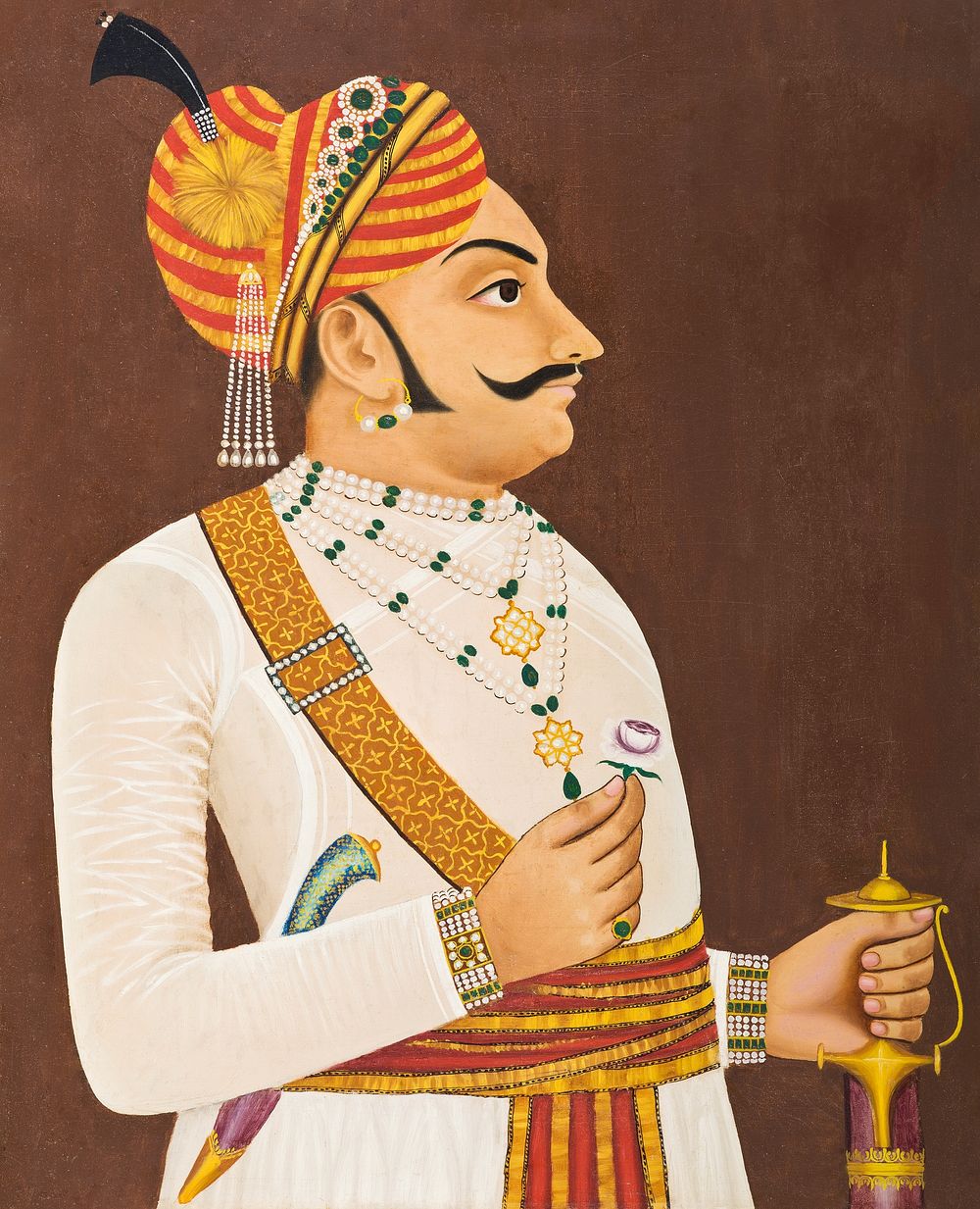 Thakur Yaswanta Singh (reigned 1688-1707), vintage man illustration. Original public domain image from The Los Angeles…