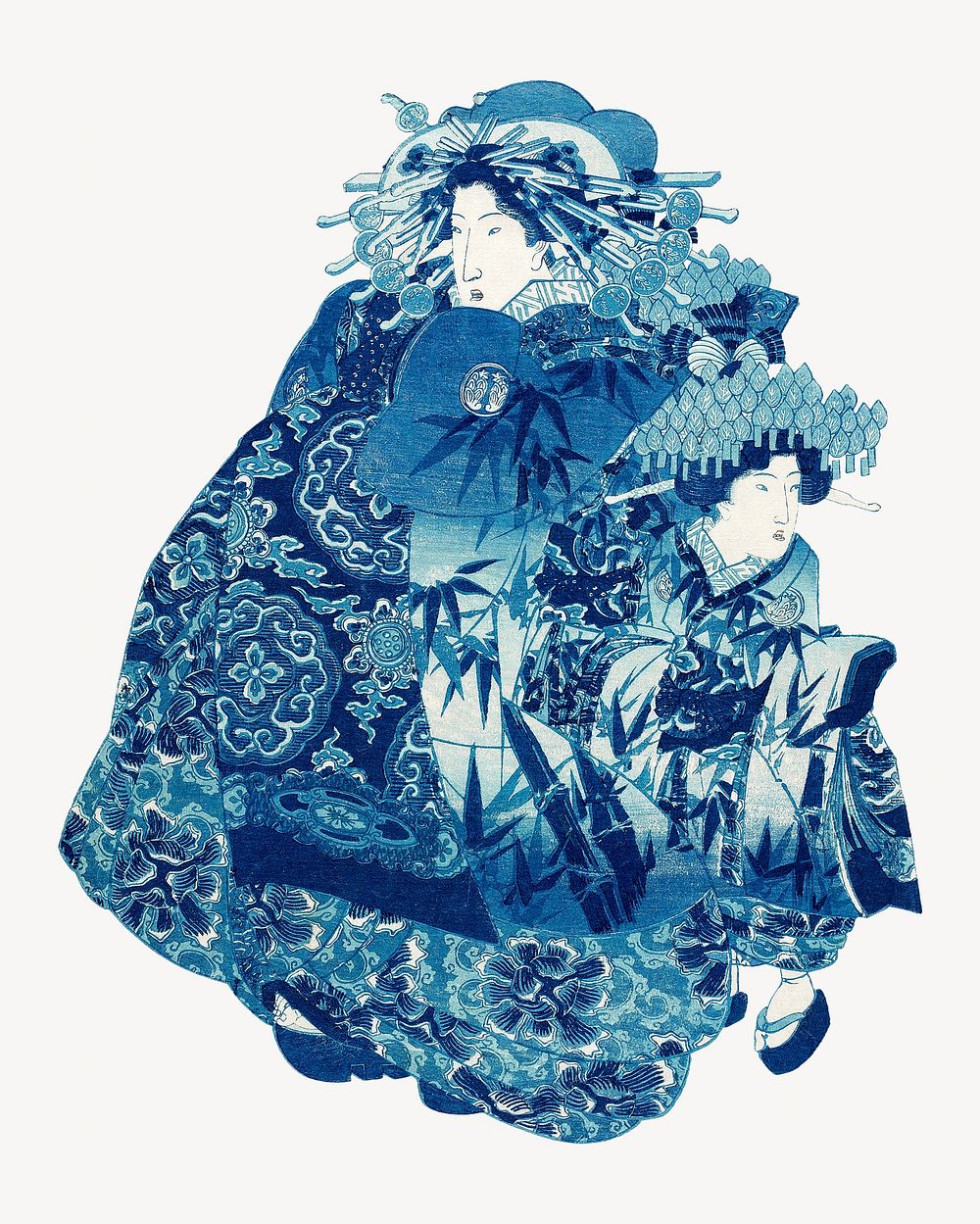 Blue Japanese woman, vintage illustration by Utagawa Kunisada. Remixed by rawpixel.