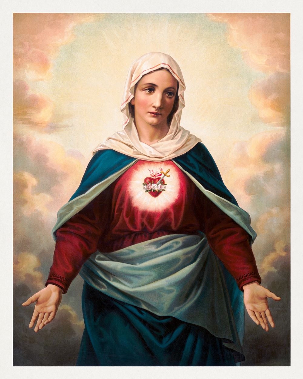[The Virgin Mary with heart emblem on chest] (1890), vintage religious illustration. Original public domain image from the…