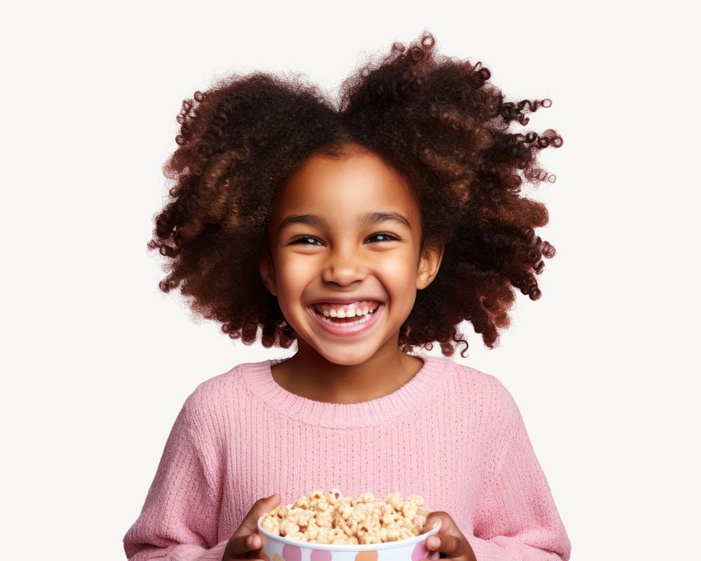 Laughing popcorn eating smile. AI generated Image by rawpixel.