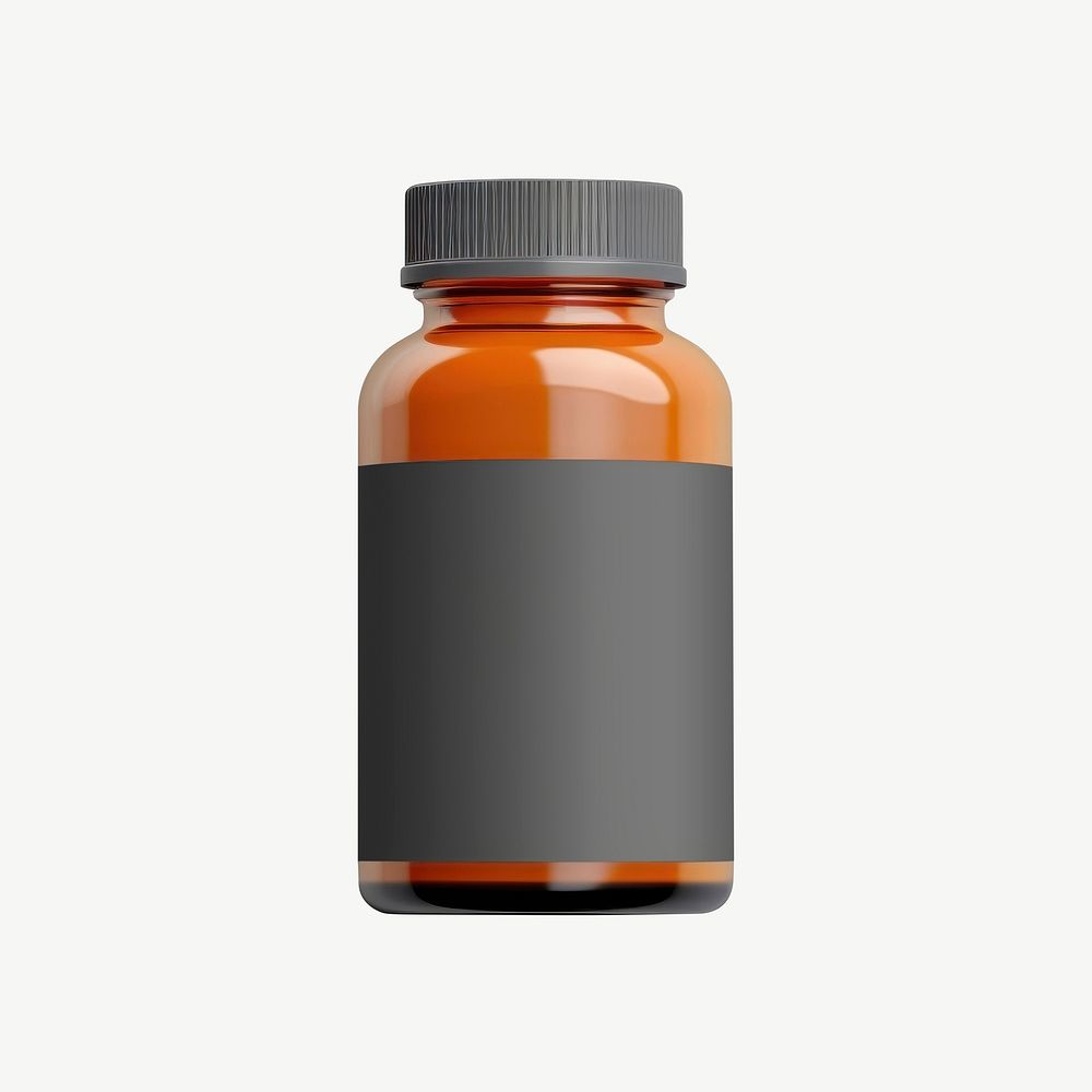 Supplement bottle label mockup, product branding psd