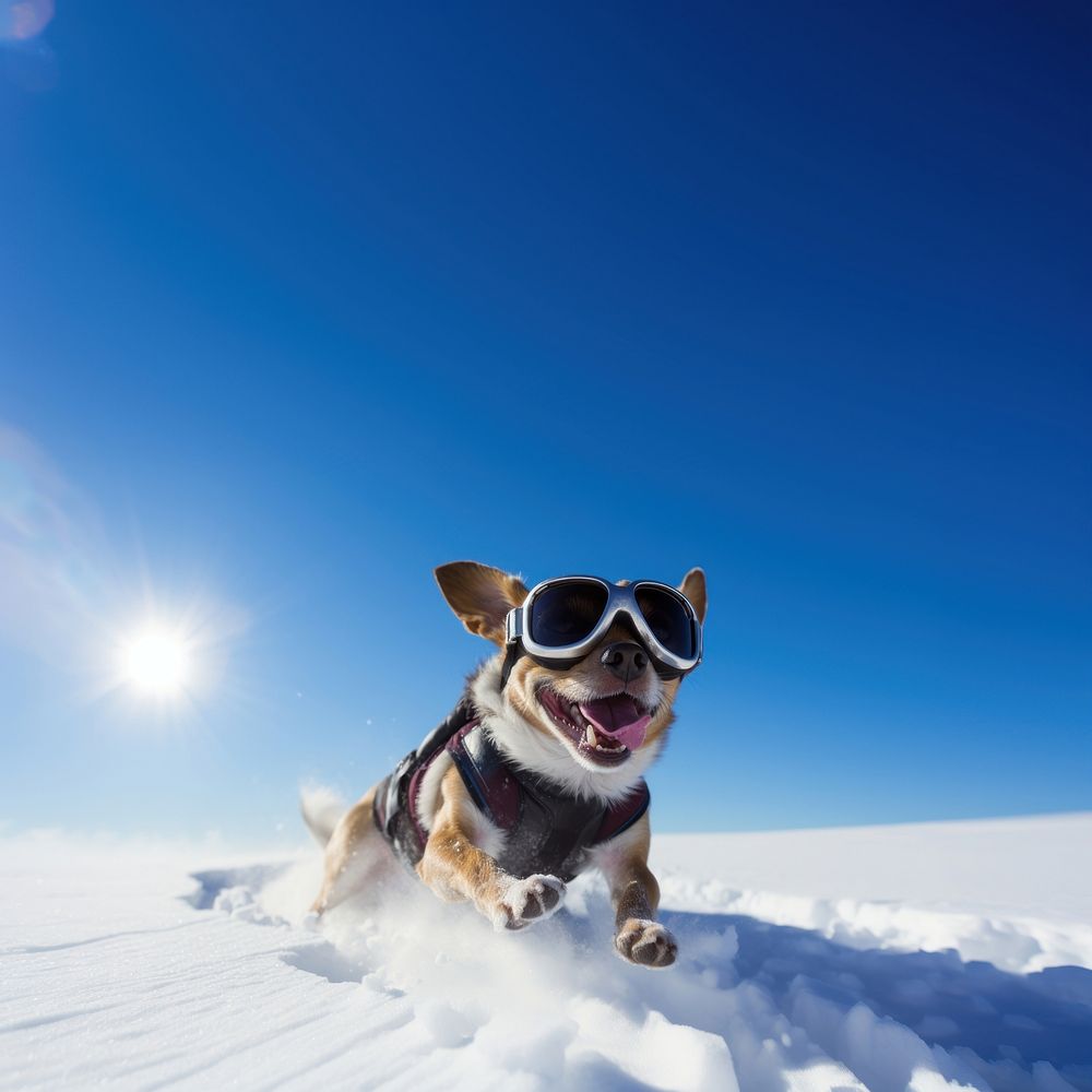 Snow dog sunglasses outdoors. AI generated Image by rawpixel.
