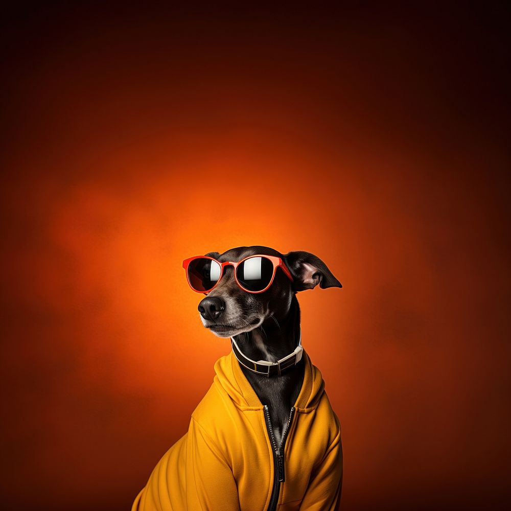 Sunglasses greyhound portrait mammal. 