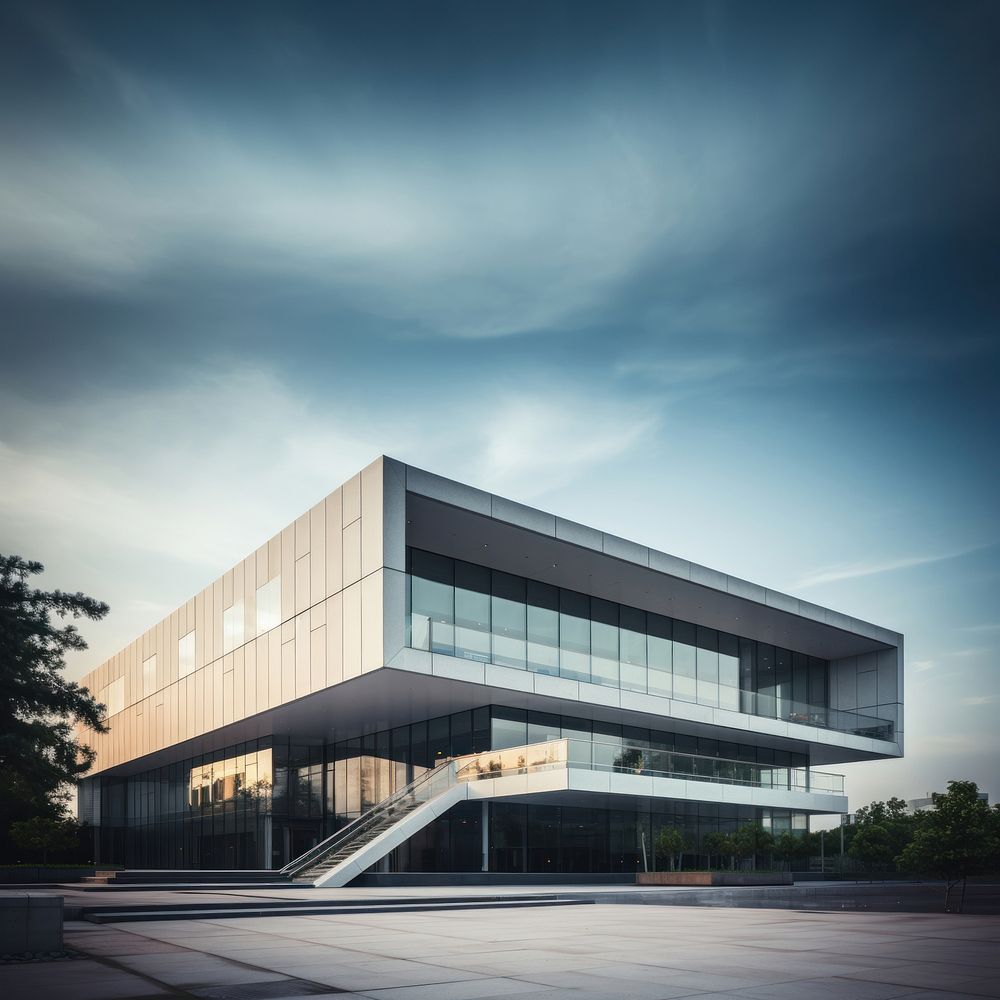 Architecture building headquarters reflection.