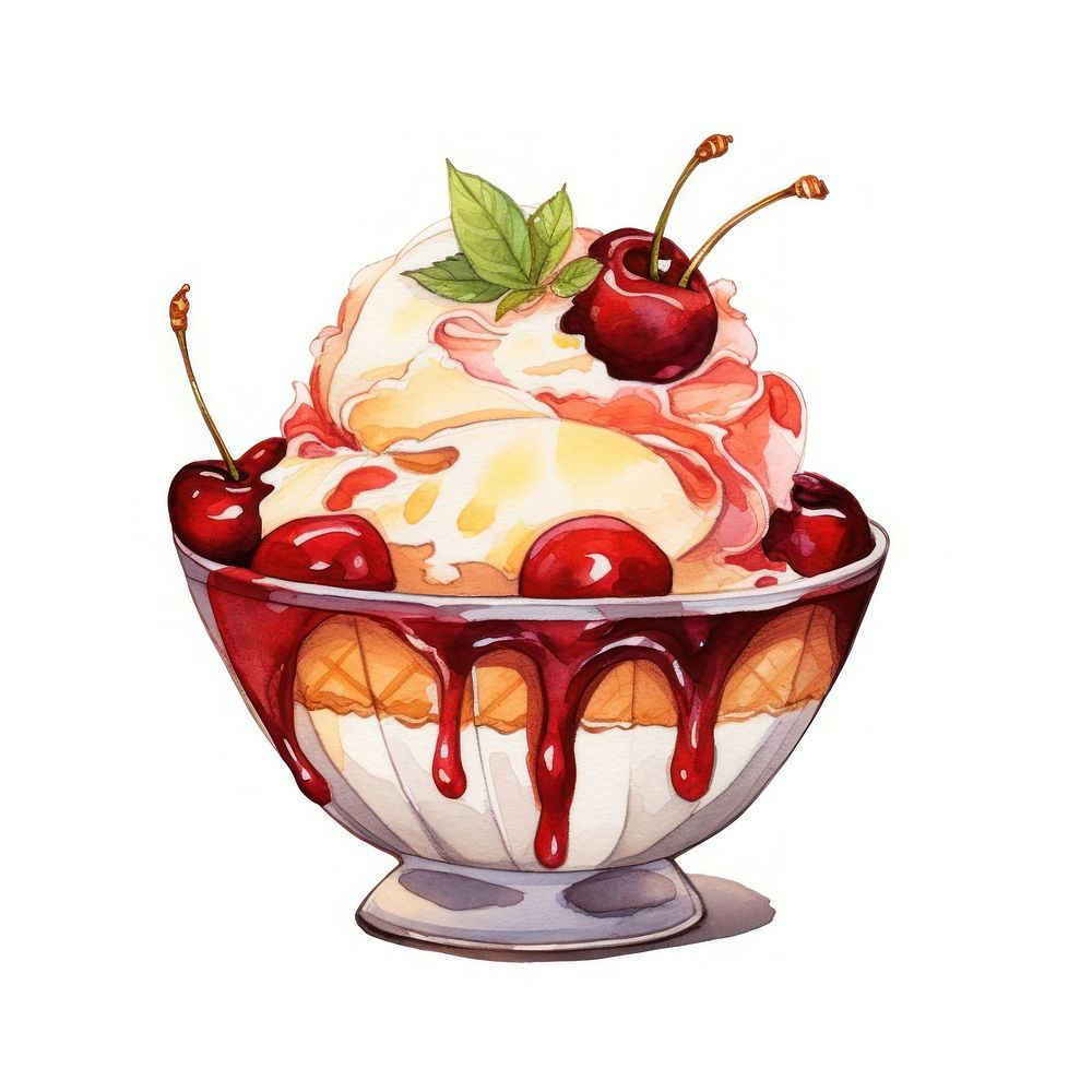Cream dessert sundae fruit. AI generated Image by rawpixel.