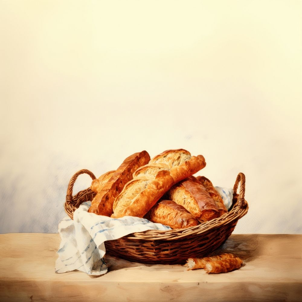 Bread basket food viennoiserie. AI generated Image by rawpixel.