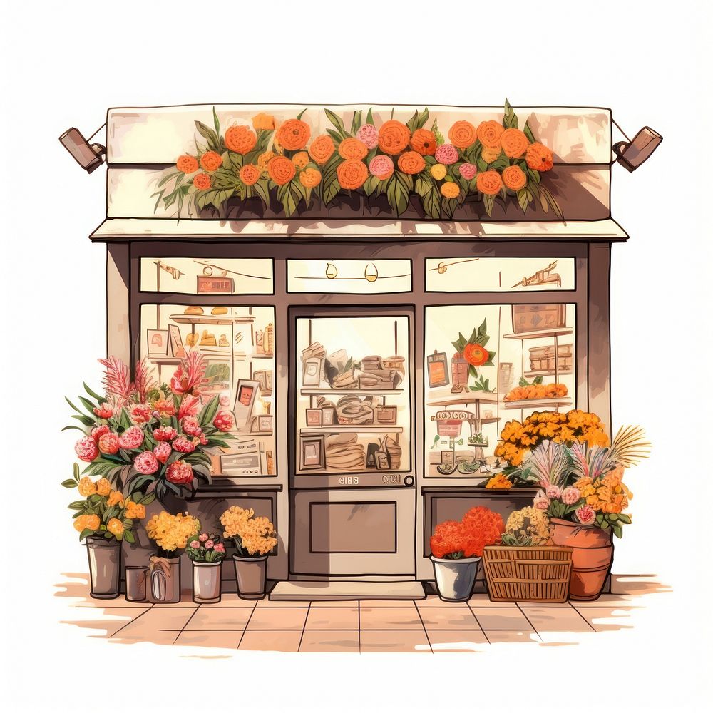 Flower plant shop architecture. AI generated Image by rawpixel.