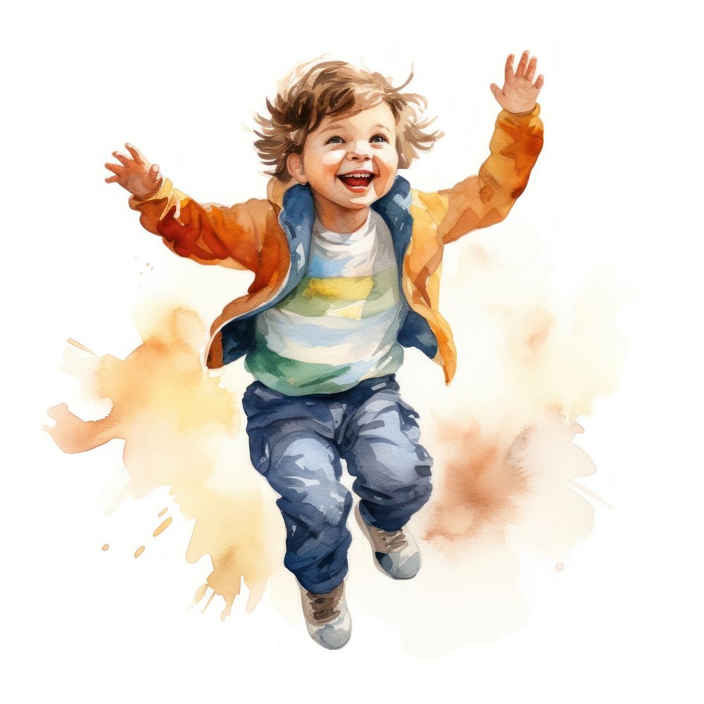 Portrait drawing child happy. AI generated Image by rawpixel.