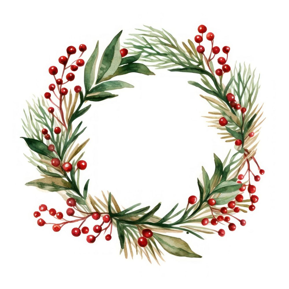 Wreath christmas plant white background. AI generated Image by rawpixel.
