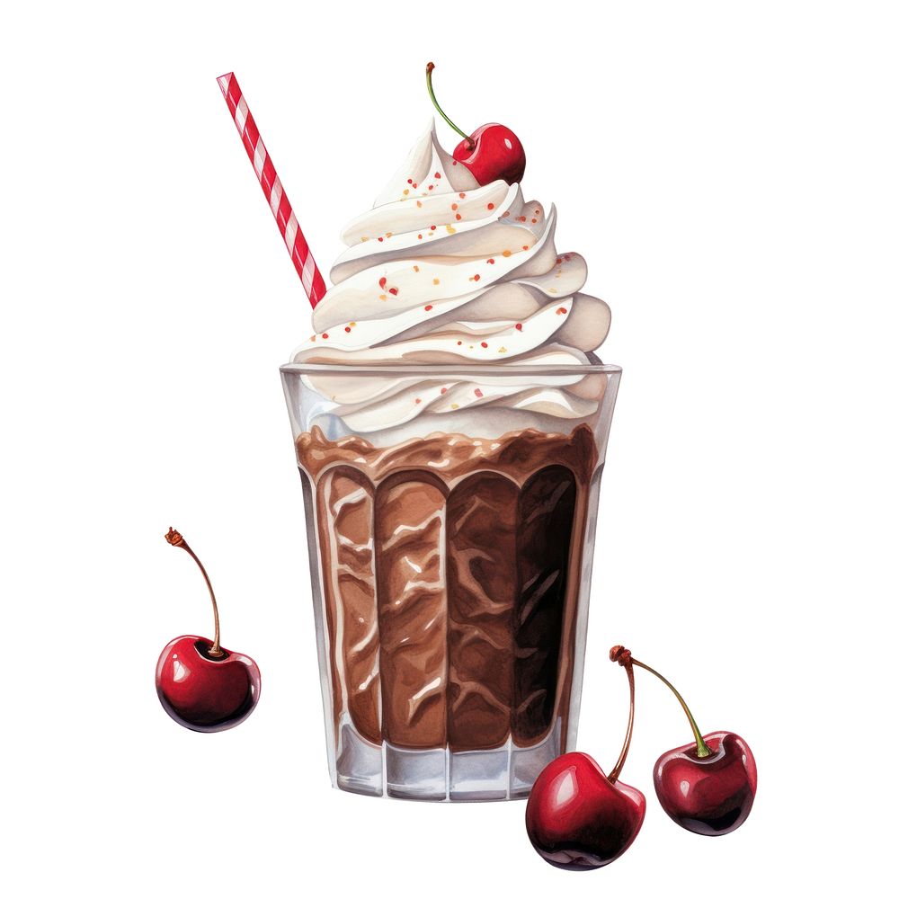 Cream milkshake chocolate dessert, digital paint illustration. AI generated image