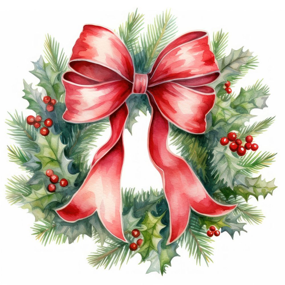 Wreath christmas tradition ribbon. AI generated Image by rawpixel.