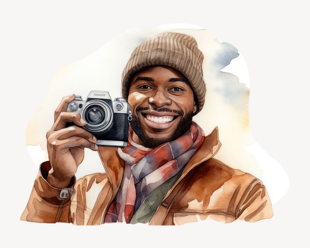 Photographer portrait camera scarf. AI generated Image by rawpixel.