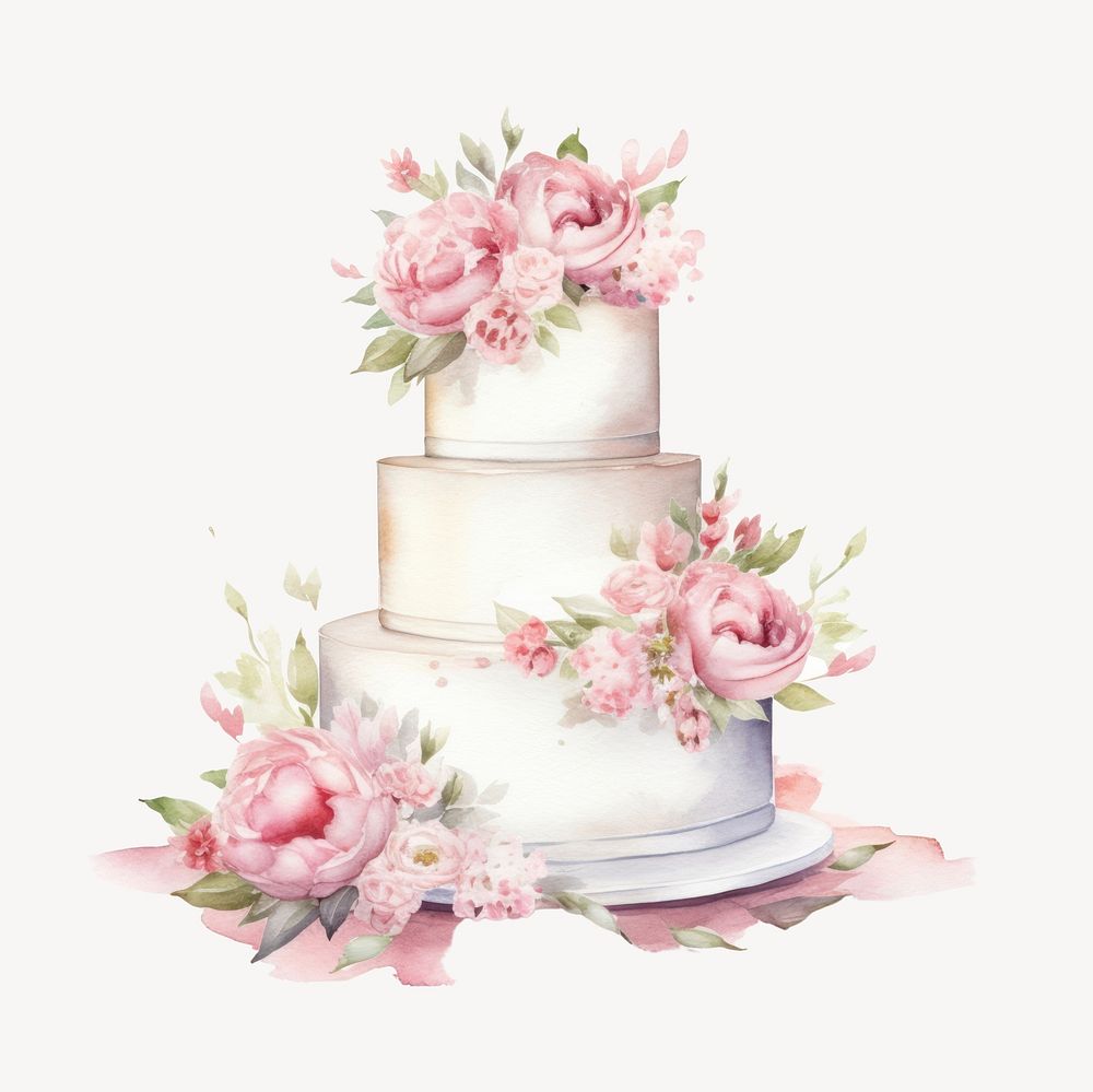 Wedding cake dessert flower. AI generated Image by rawpixel.