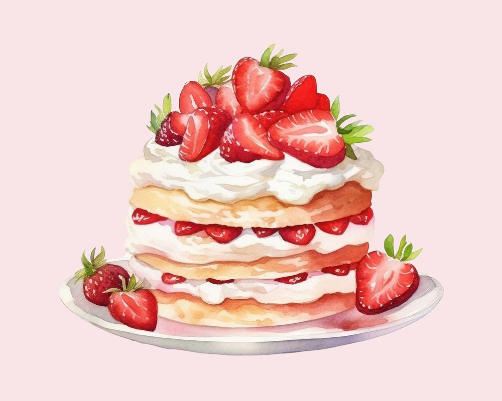 Strawberry cake dessert cream. AI generated Image by rawpixel.