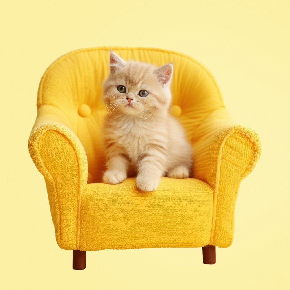 Armchair furniture mammal animal. AI generated Image by rawpixel.