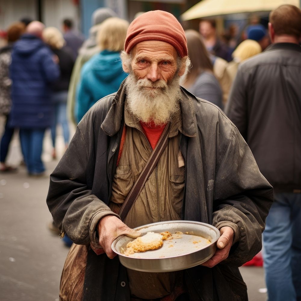 Food adult beard homelessness. AI generated Image by rawpixel.